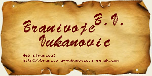 Branivoje Vukanović vizit kartica